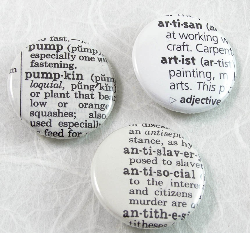 Custom Dictionary Pinback Button - Choose your words