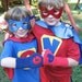 2 Supreme Personalized Custom Superhero Princess Costume 2 kids Cape 2 Tees 2 Mask and 2 pairs of Gloves