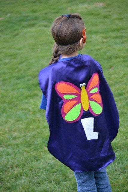 Childrens Costume Personalized  Superhero Butterfly Princess Kid Cape