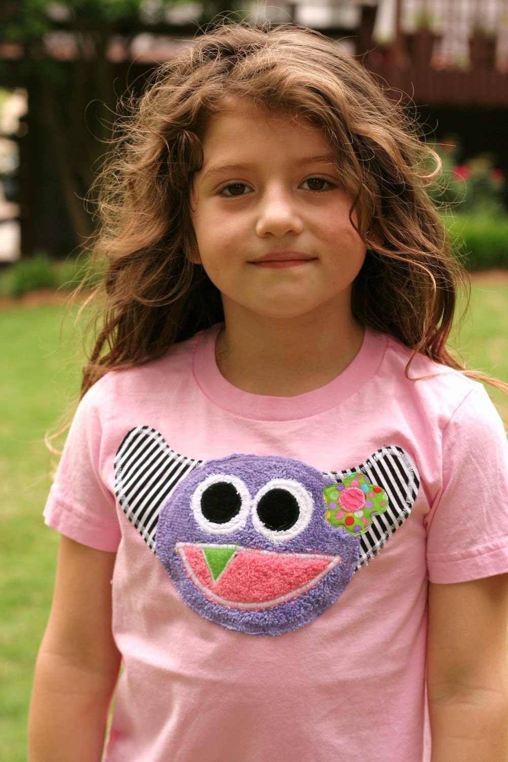 Lizzie the Monster on Short Sleeve Pink Shirt sizes 2,4,6,8,10,12