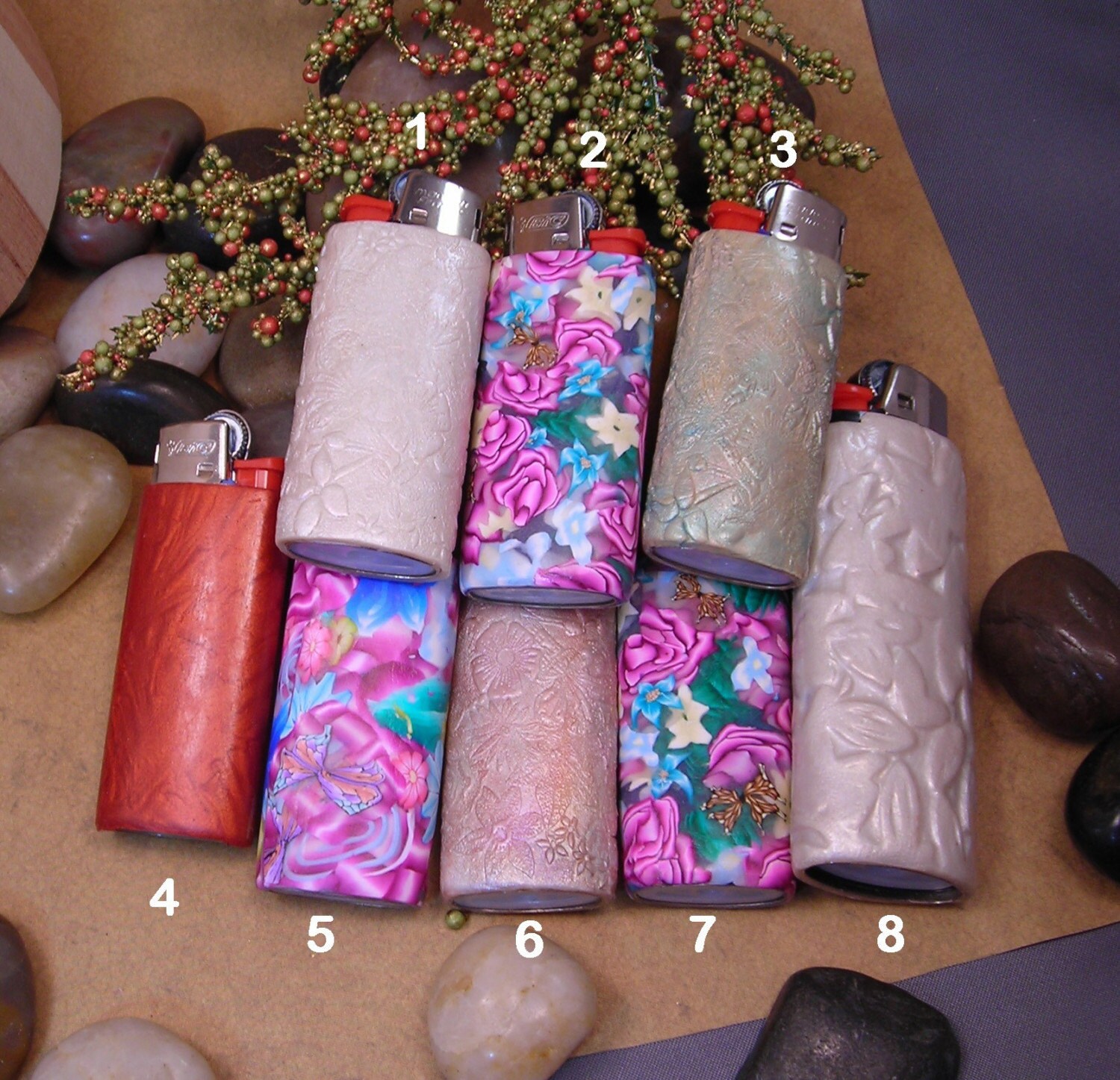 Lighter Cover BIC MINI and REGULAR OOAK for incense by clayartist