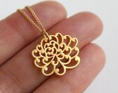 Chrysanthemum Necklace on Gold-Filled Chain - Everyday Jewelry, Mother's Day, Birthday & Anniversary Gifts