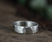 hammered wedding band, recycled palladium sterling silver, unisex, men's or women's band, 5mm