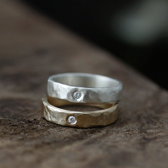 sterling silver diamond band, eco friendly carved ring, wedding ring