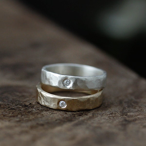 sterling silver diamond band, eco friendly carved ring, wedding ring