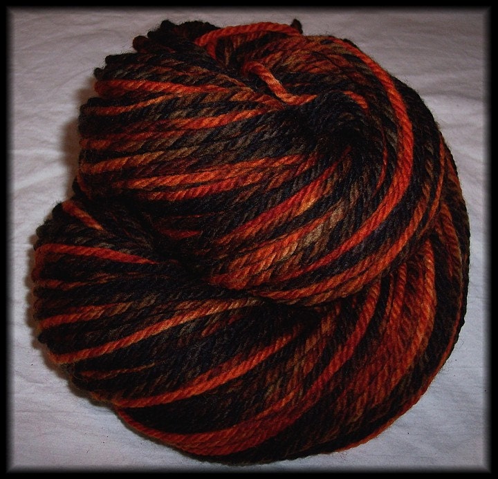 Admiral of the Fire - Hand Painted Aran Twist - 3.5 oz - 100 g - 170 yds - 155 m