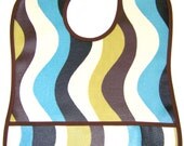 SALE....Waterproof Toddler Baby Bib .... LAMINATED COTTON .... Mod  Wavy Stripes
