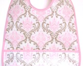 SALE....Waterproof Toddler Baby Bib .... LAMINATED COTTON .... Pretty in Pink
