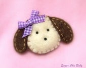 Hair Clips  -  Purple Puppy  -  Purple and White Gingham Bow