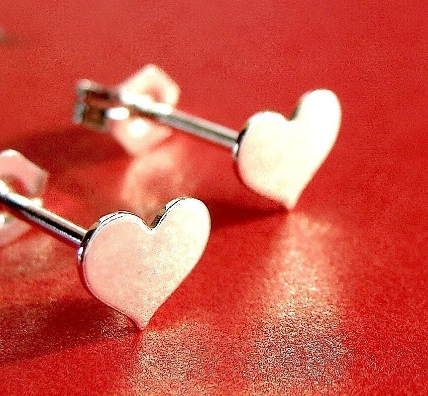 Valentine's Day Heart Sterling Silver Earrings Valentine Jewelry Gift Small Post Earrings Stud Earrings Studs
