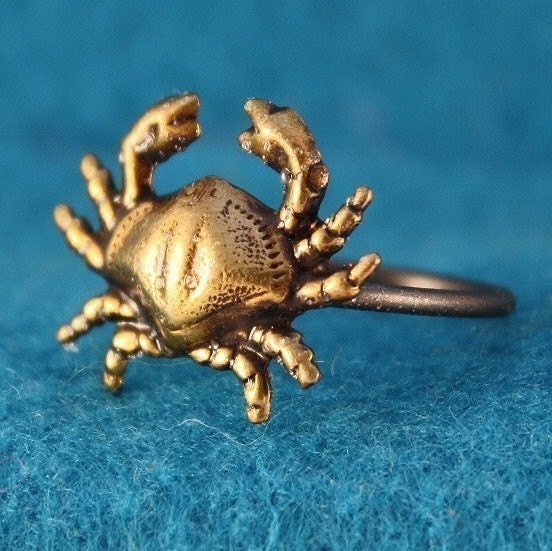 Crab Ring brass and sterling silver