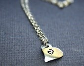 Personalized Tiny Heart Initial Necklace Sterling Silver