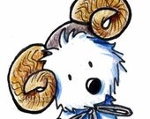 ORIGINAL Art Drawing ARIES Zodiac Westie Terrier Dog ACEO