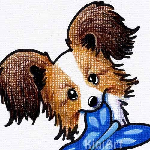 Papillon Dog Original Art Illustration Butterfly 5x7
