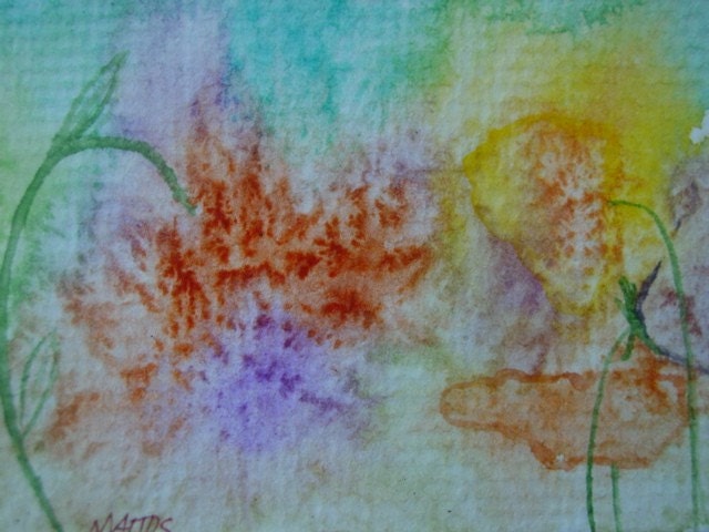 Original Painting Watercolor ACEO abstract flowers