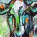 Original 16x20 Painting, Acrylic Canvas, Abstract Colorful Cow Fun Bright home decor