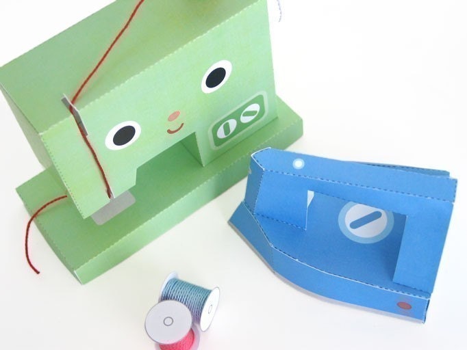 Happy Sewing Machine and Friends Printable Paper Craft PDF