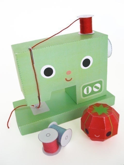 Happy Sewing Machine and Friends Printable Paper Craft PDF