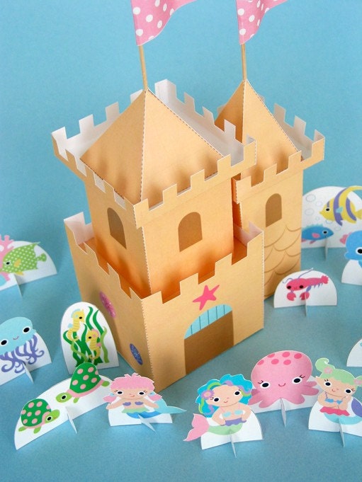 Mermaid Sandcastle Playset Printable Paper Craft PDF