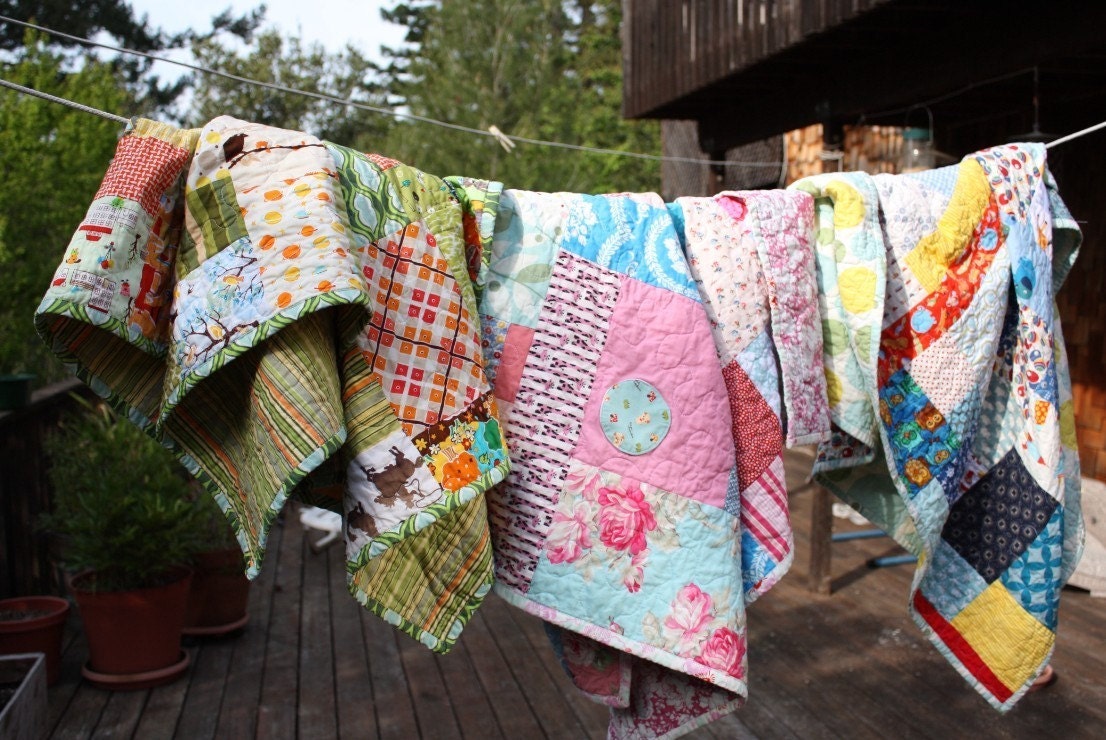 Designer Fabric Quilt Kit, Mixed Cotton Prints Complete Kit to make a Baby's Quilt