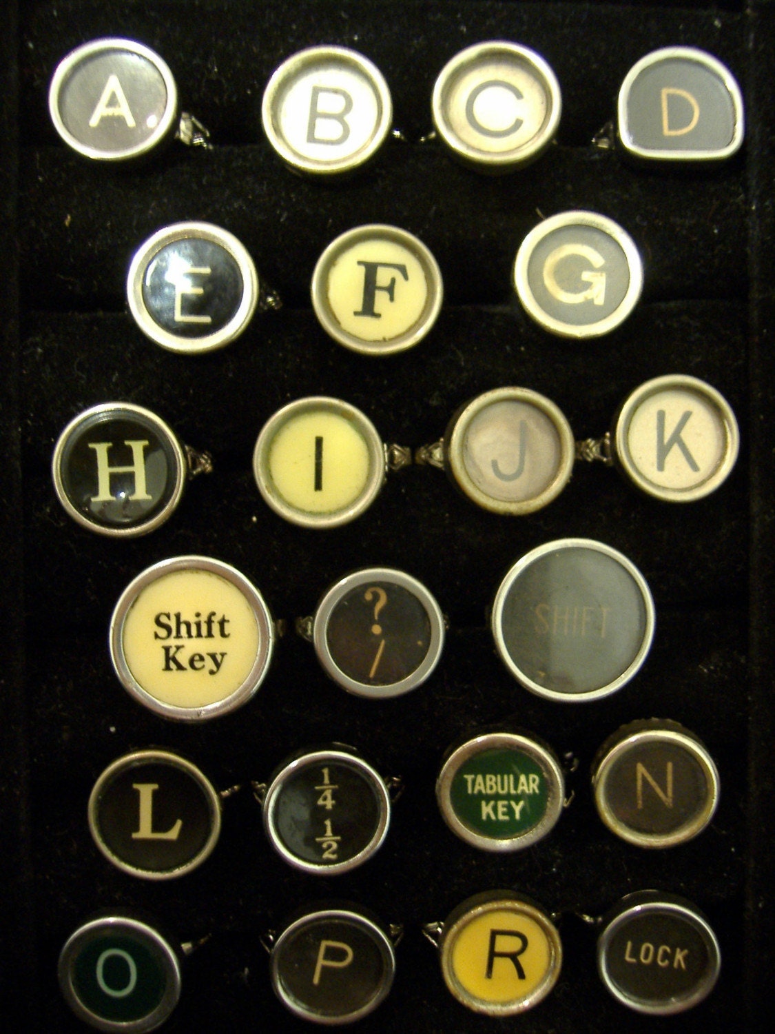 VINTAGE TYPEWRITER Key RING Custom Letter Initials Retro Fun Upcycled