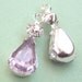 Light Amethyst, Lilac, Vintage Rhinestone, Pear, Swarovski Crystal, Silver Plated Settings, Charms, 22mm, 13mm, One Pair, Worldwide Shipping