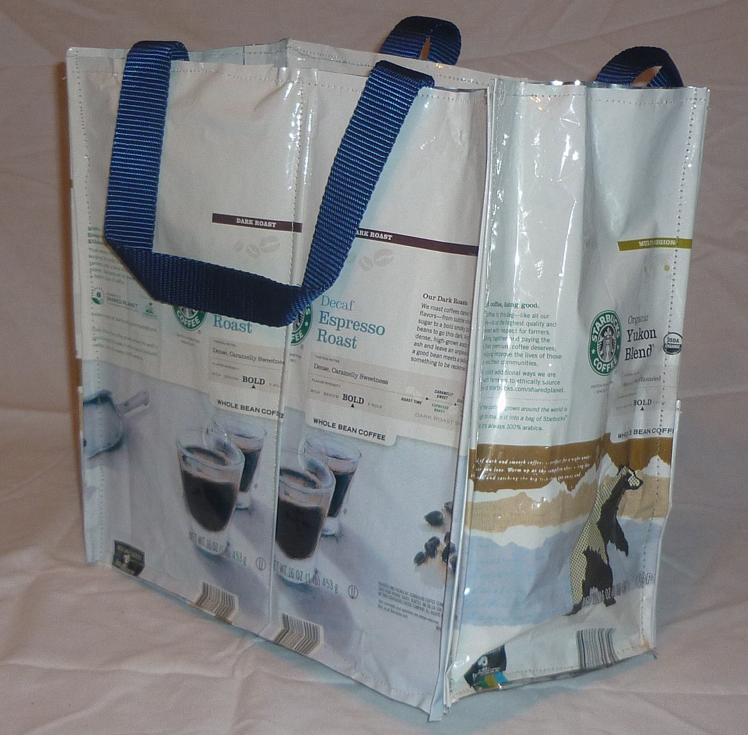 Recycled Tote Bag Starbucks Coffee Bean Bag Decaf By Pbandj 7299