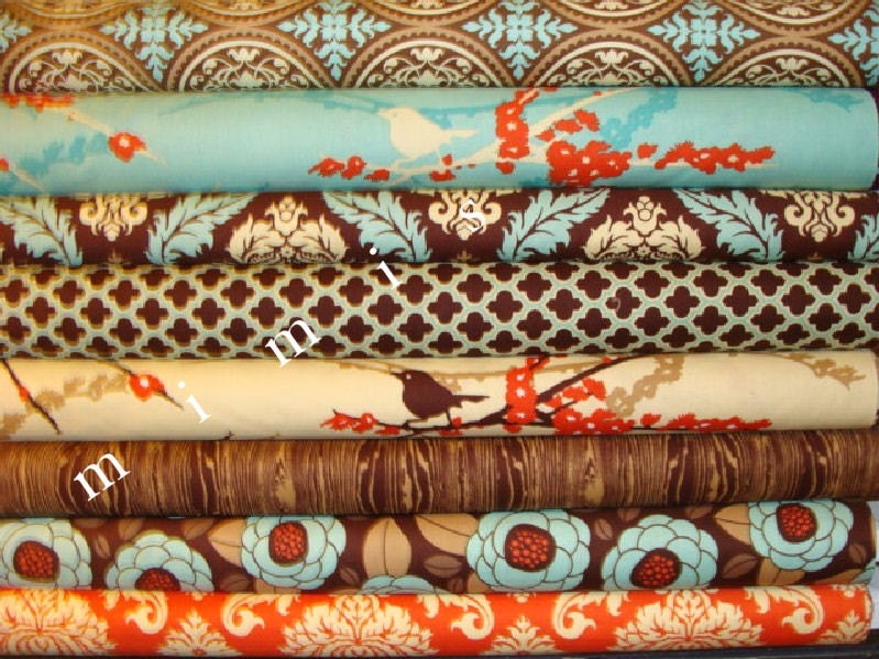 AVIARY 2 / Joel Dewberry Fabric / 8 Half Yard Bundle /  Bark / Cotton Quilt Fabric