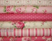 Yard Bundle Barefoot Roses by Tanya Whelan / Pinks / 6  Yards Cotton Quilt Apparel Fabric