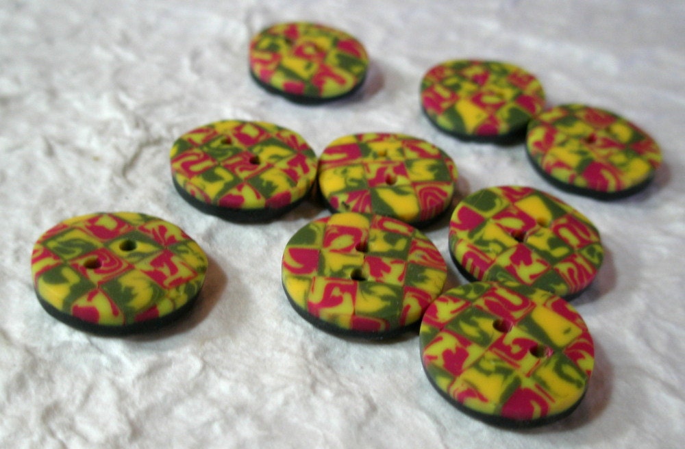 Bright Handmade Polymer Clay Buttons