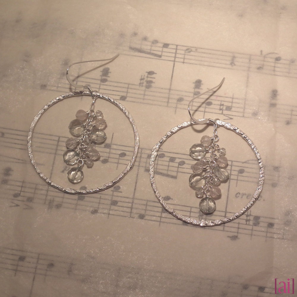 Noemie - Green amethyst, rose quartz, and white topaz earrings