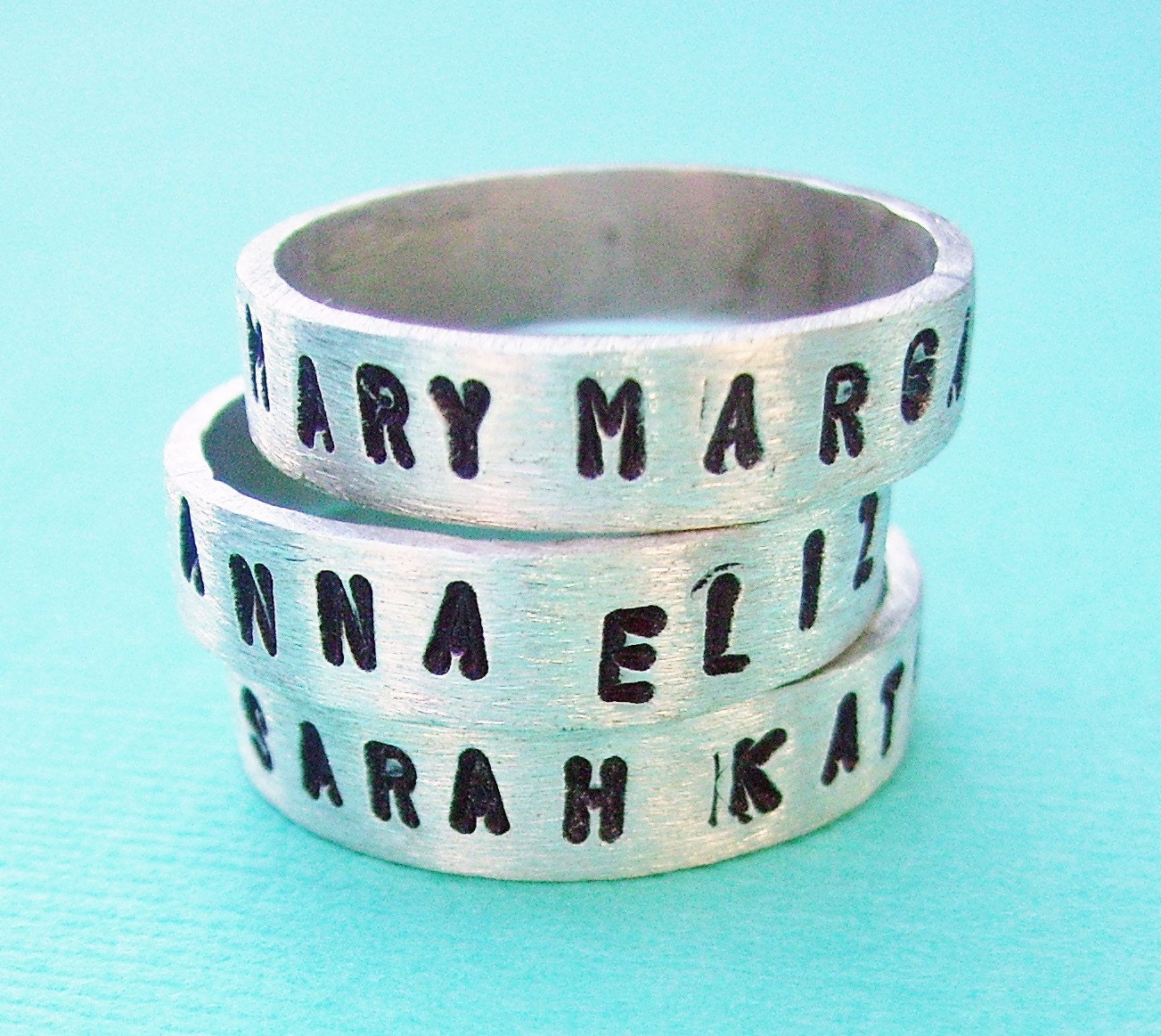 Personalized custom Hand Stamped Unisex Promise or Memory Ring sizes 5 to 15 of Sterling Silver - you choose wording