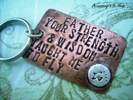 FATHER You Taught ME Hand Stamped Rustic Antiqued Copper - Key Chain - can be custom personalized