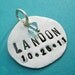 Sterling Silver Disc Pendant - a la carte hand stamped 1 inch round - custom personalized with your name or word choice & crystal