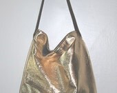 Gold Leather Tote Bag - As Seen in InStyle Magazine Dec '11