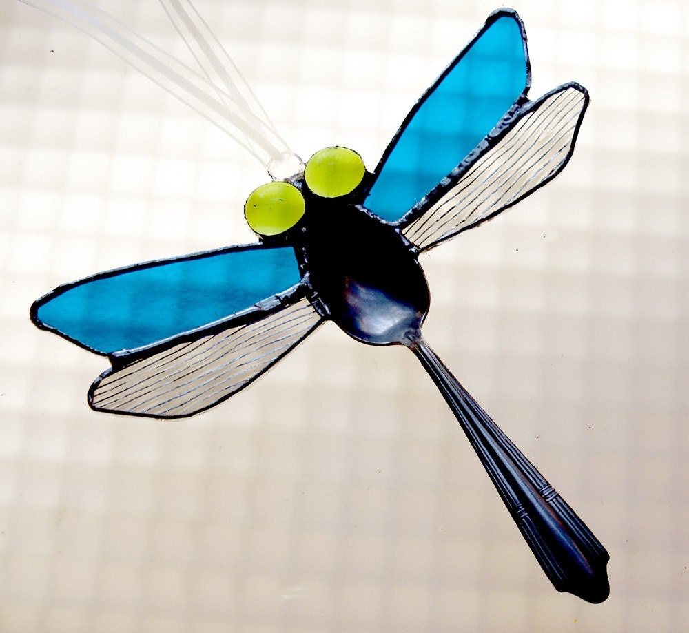 Stained Glass Spoon Dragonfly by aekeith on Etsy