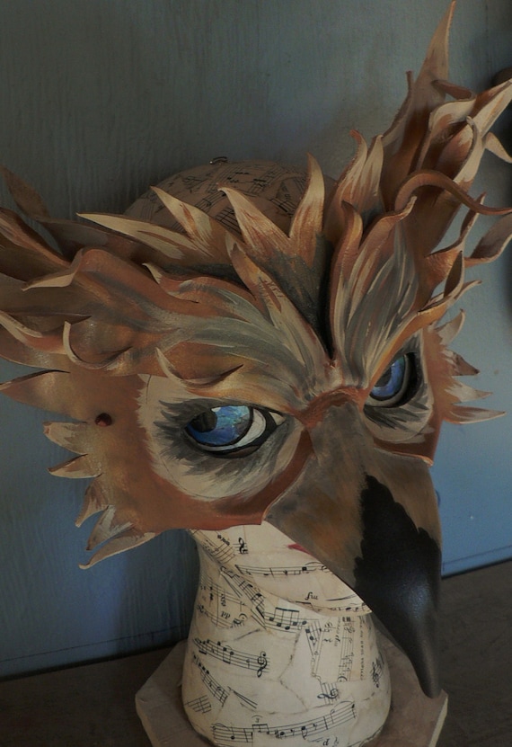 OWL, leather mask with a touch of fairy fantasy
