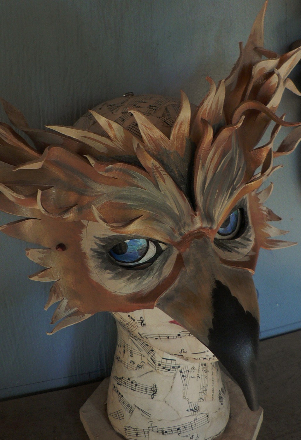 OWL, leather mask with a touch of fairy fantasy