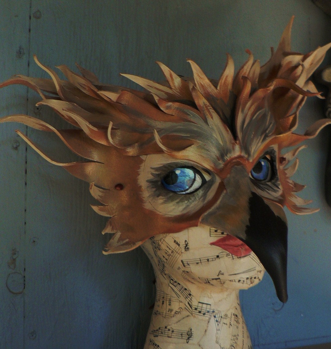 OWL, leather mask with a touch of fairy fantasy