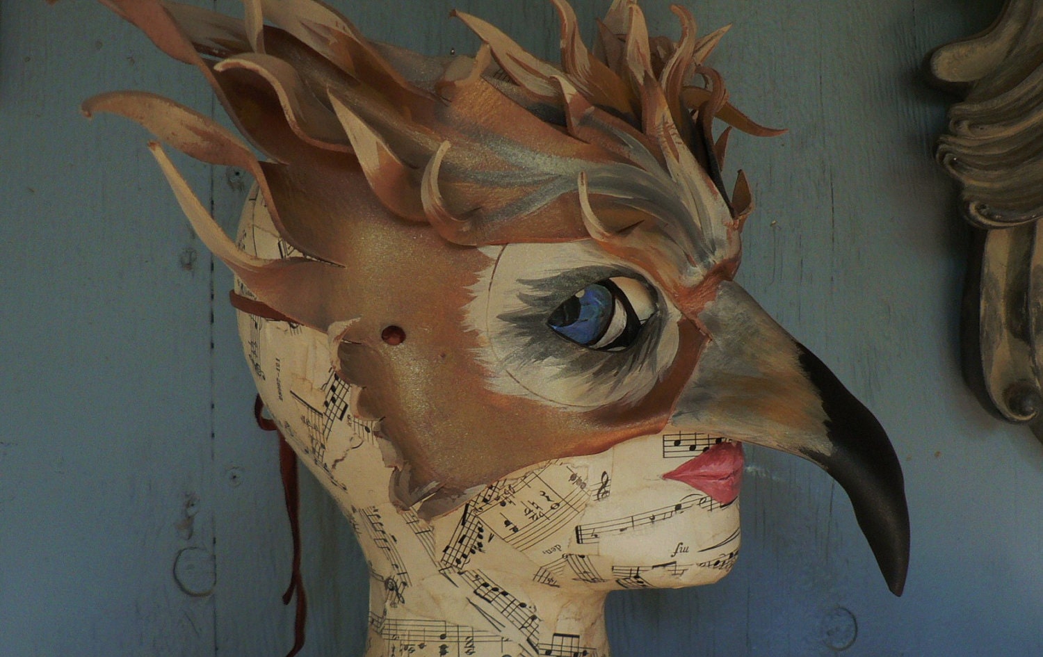OWL, leather mask with a touch of fairy fantasy