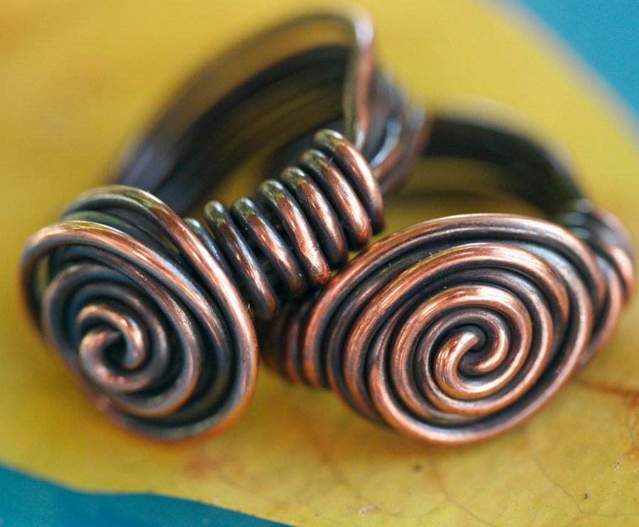 Chunky Copper Spiral Cocktail Ring