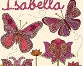 Butterflies and Flowers Custom kids inspired print