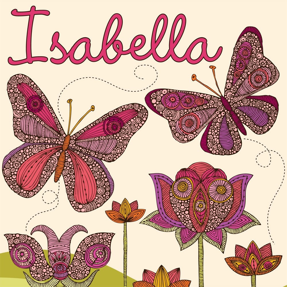 Butterflies and Flowers Custom kids inspired print
