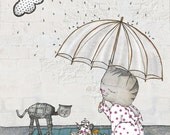 Cat Print - Percy's Party - 8 x 12 Giclee Fine Art Print