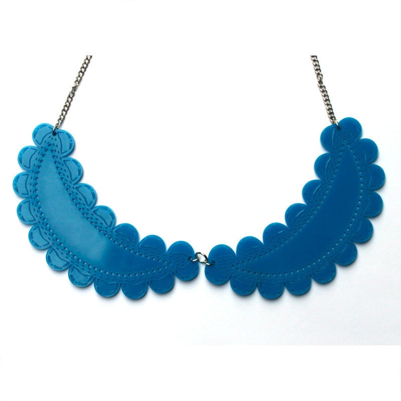 CAT necklace - take a CLOSER LOOK to see cats - Blue Peter Pan Lolita Collar - kitsch jewelry
