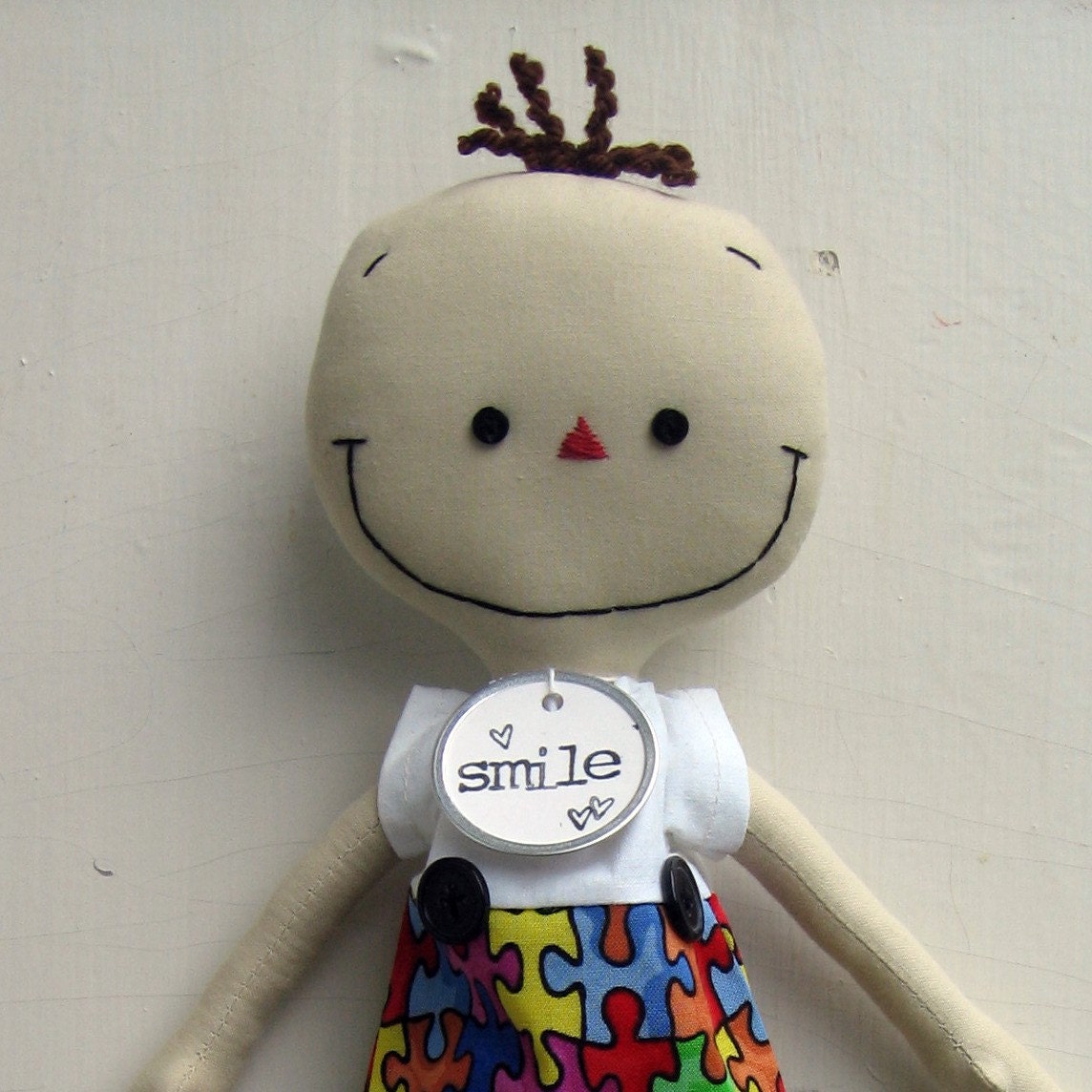 Autism Awareness cloth rag boy doll handmade by SugarAndSpice