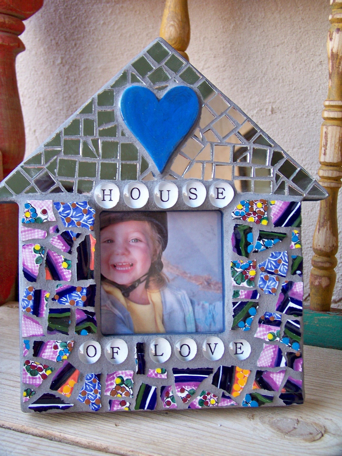 House of Love Mosaic Art Tile Picture Frame