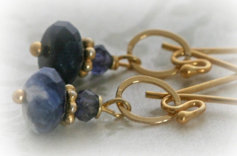 ROYAL BLUE Sodalite IOLITE Gold Vermeil Dangle Earrings
