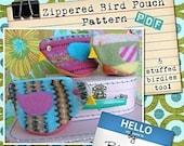 Zippered Bird Pouch - PATTERN PDF