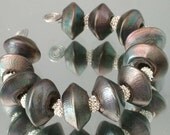 KILLERBEEDZ1 - Silverado Sparklers - 12 Lampwork Stubby Bicone Beads